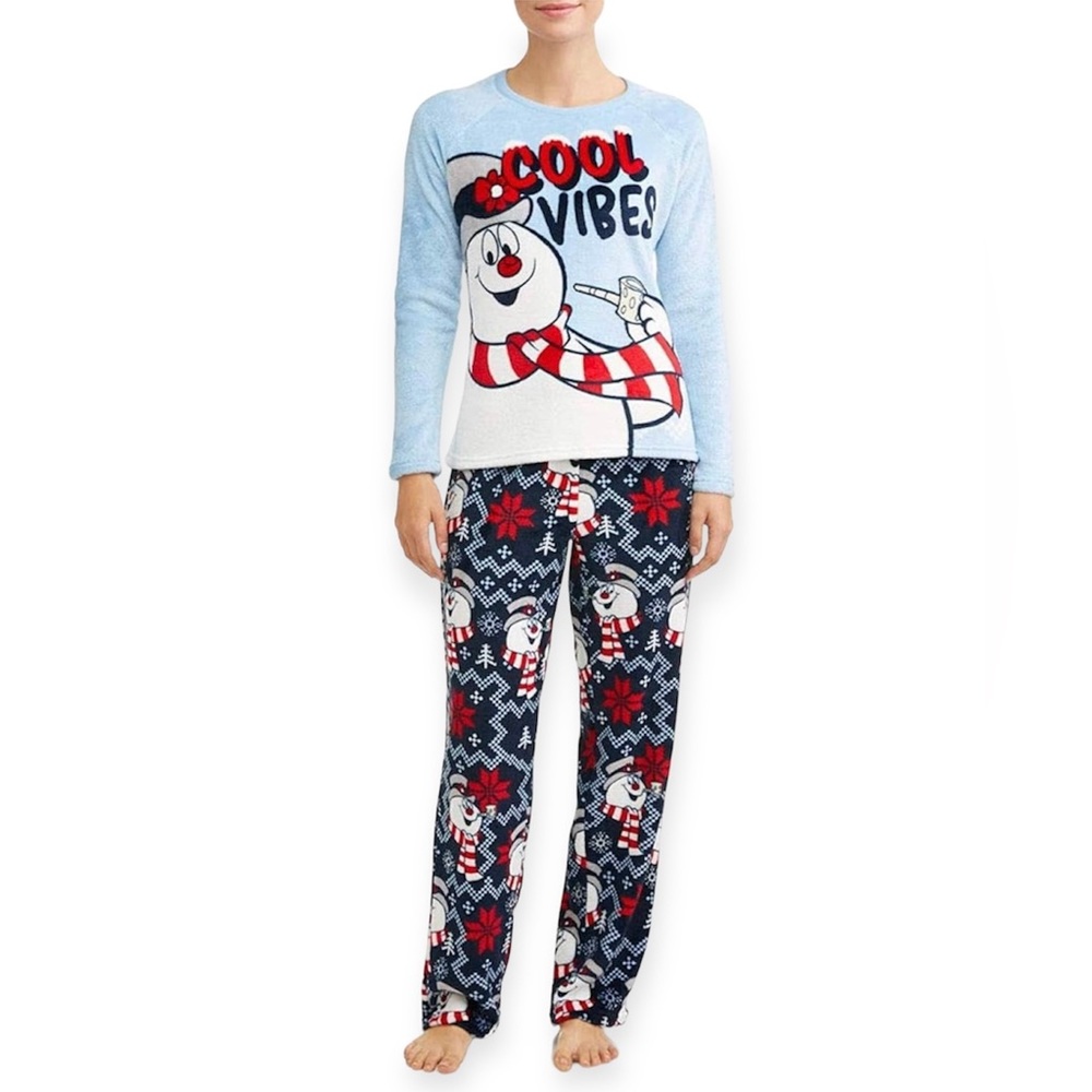 New Frosty the Snowman Women's Plush Fleece 2-Piece Pajama Set Size Medium 8-10